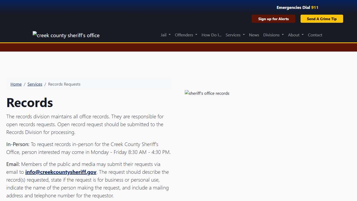 Records Creek County Sheriff's Office